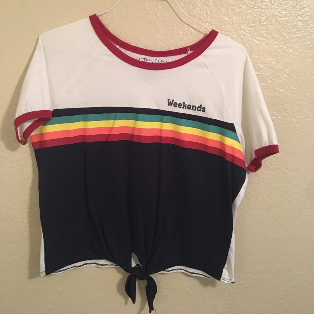 Tie up colorful t-shirt